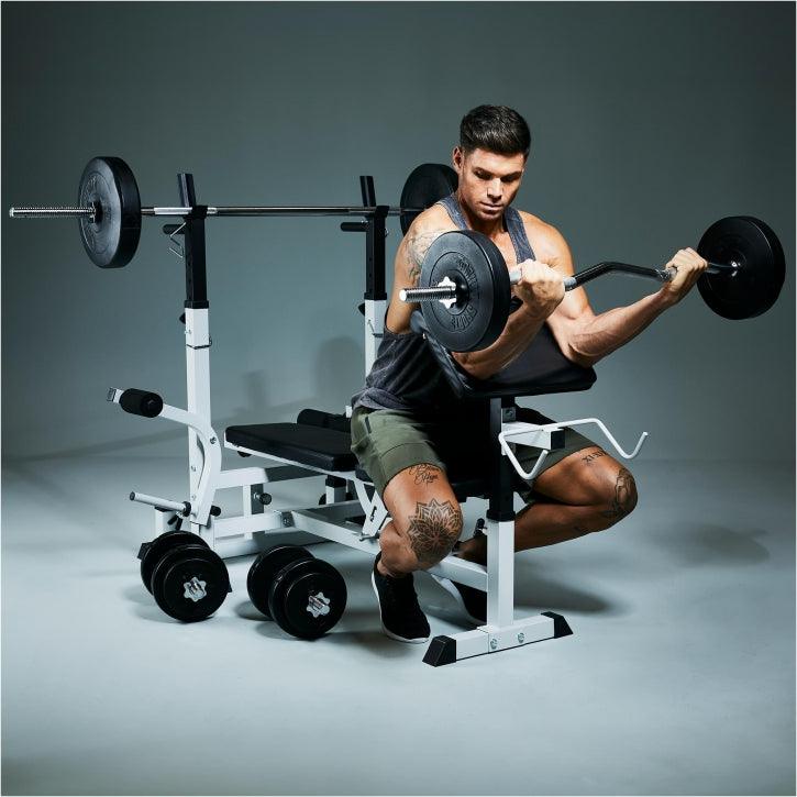 Multifunkcionalna klupa za vežbanje bela i crna