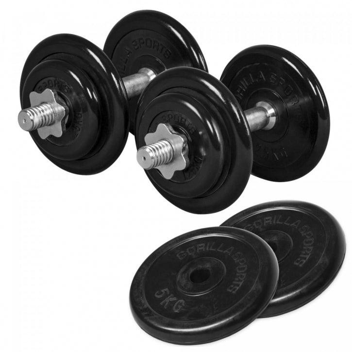 Set podesivih gumiranih bučica 30 kg