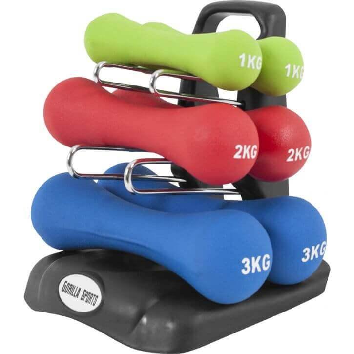 Set neopren bučica sa stalkom 12 kg
