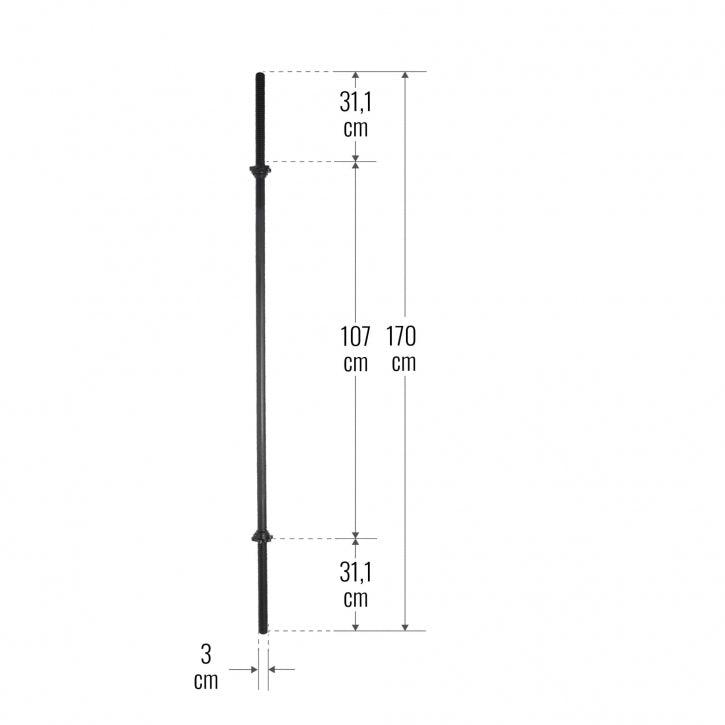 Šipka za benč 170 cm sa zvezdastim osiguračima