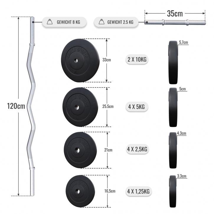 SZ-Curlset Kunststoff 70 kg mit Verschlüssen