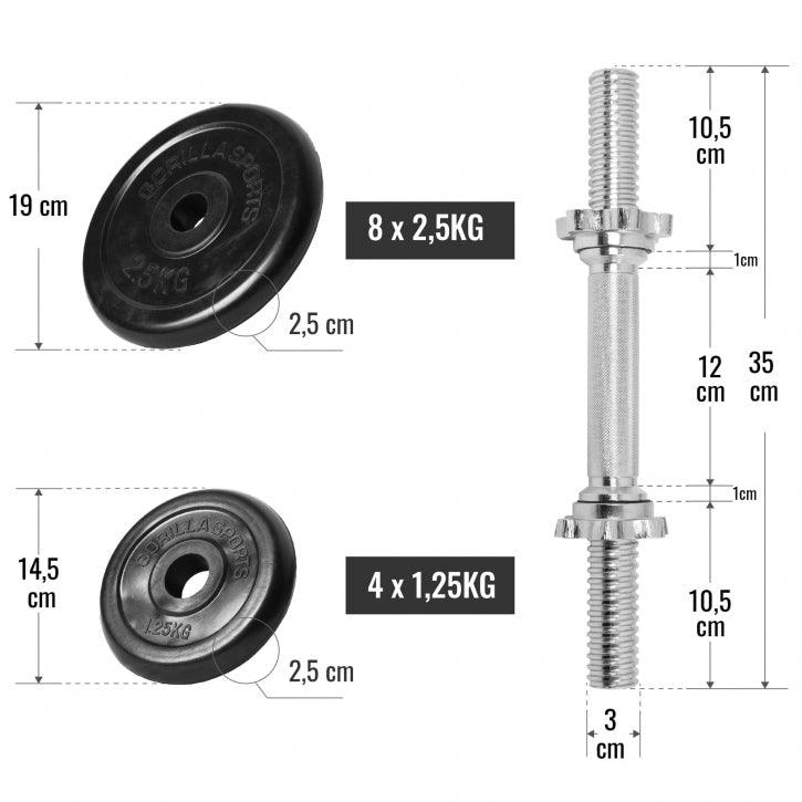 Set gumiranih bučica 30 kg