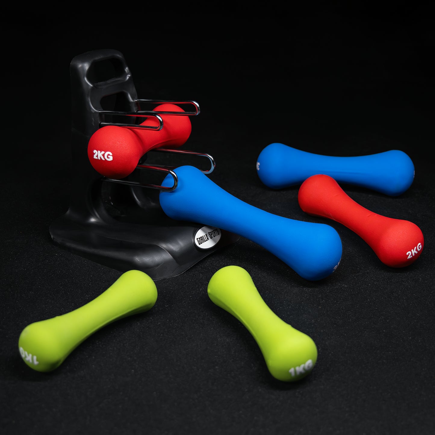 Set neopren bučica sa stalkom 12 kg