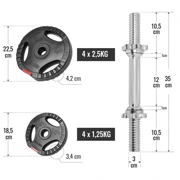 Podesive plastične bučice 20 kg