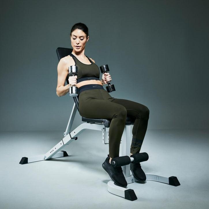 Podesiva klupa za vežbanje sa skot klupom bela