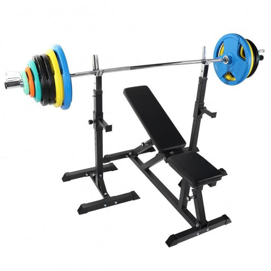 Podesiva klupa za vežbanje sa setom šipki i tegova 150 kg