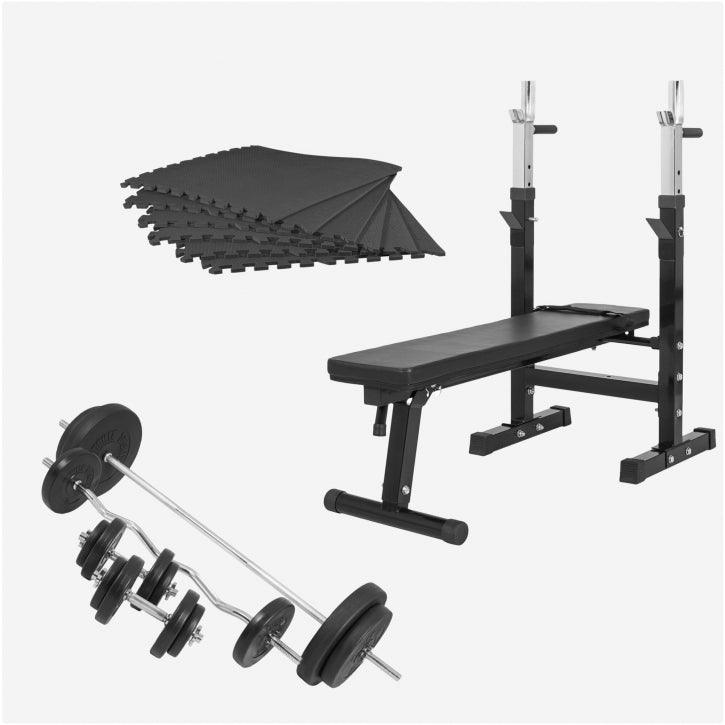 Hantelbank mit Ablage Komplettset 100 kg