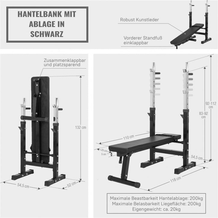 Hantelbank mit Ablage Komplettset 100 kg