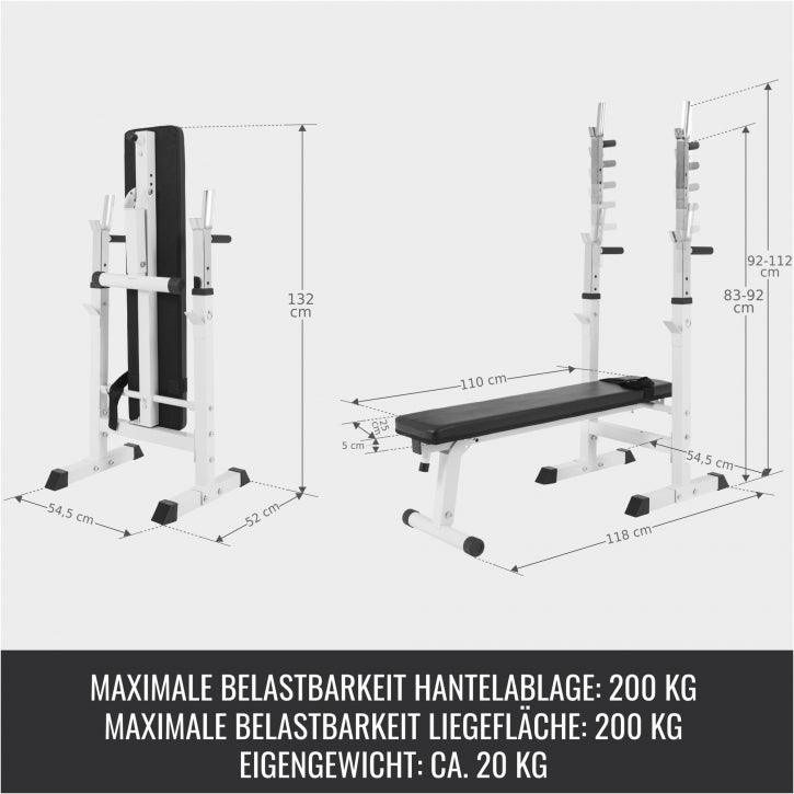 Hantelbank mit Ablage Komplettset 100 kg
