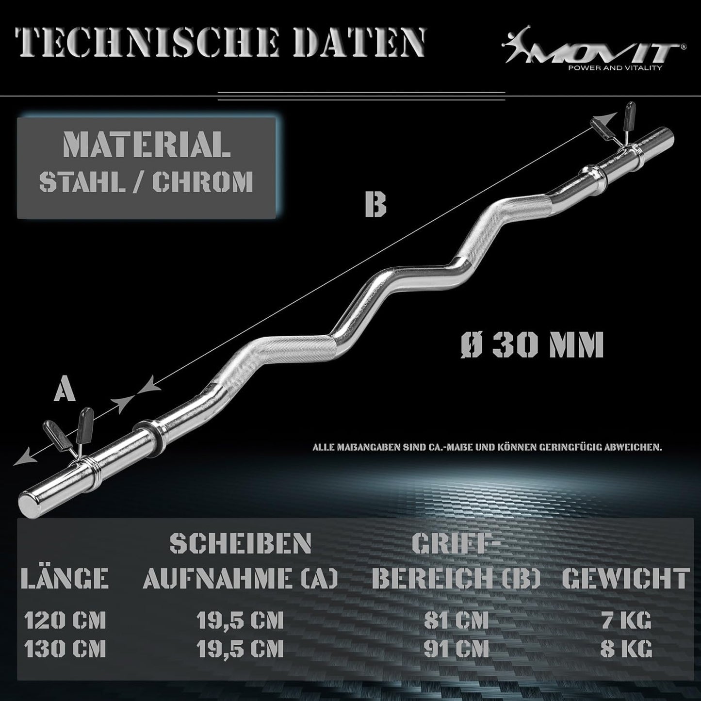 EZ curl šipka 130 cm