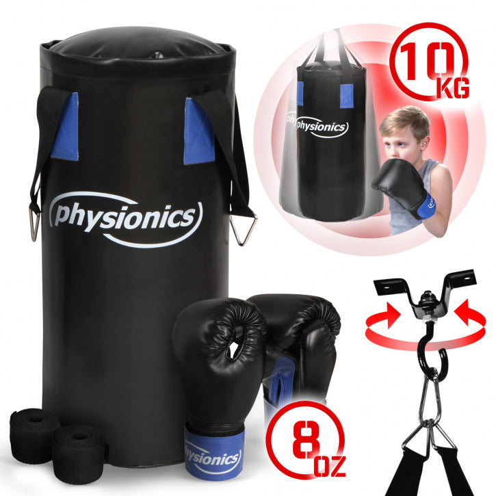 Vreća za boks (55 cm / Ø 25 cm / 9 kg) + Rukavice za decu + Bandažeri