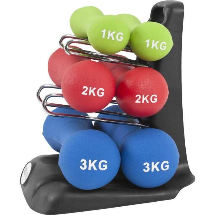 Set neopren bučica sa stalkom 12 kg